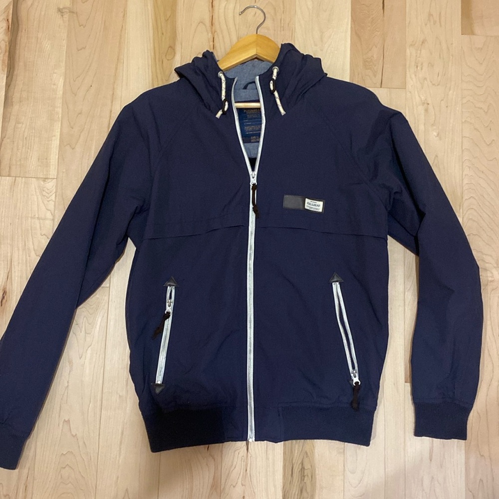 Pull&Bear Navy Blue Jacket with White Accents